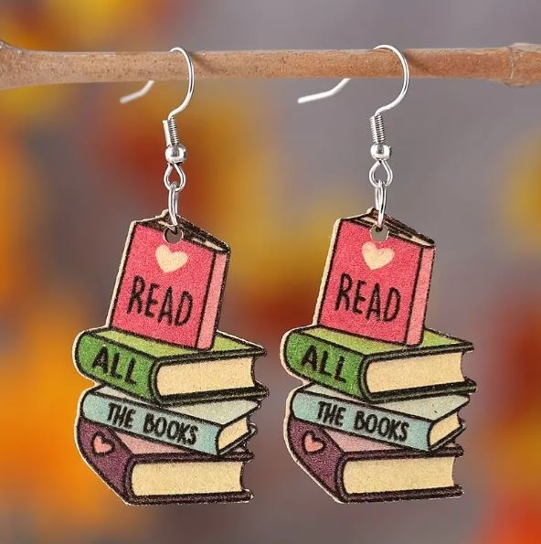 Read All The Books Dangle Earrings Set