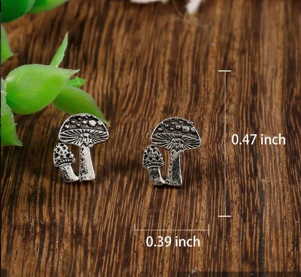 Silver Mushroom Post Earrings