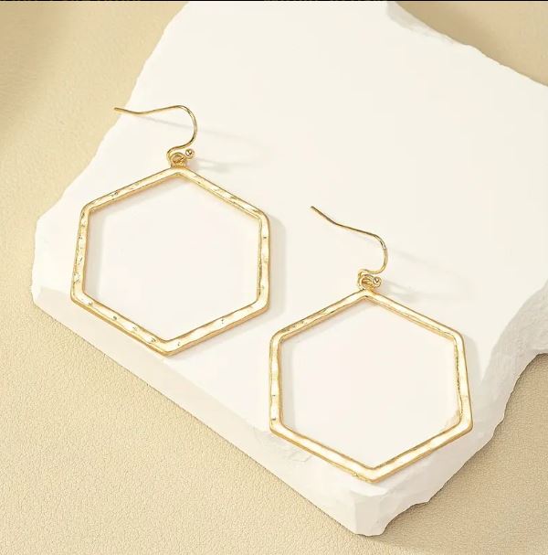 Geometric Dangle Earrings in Gold