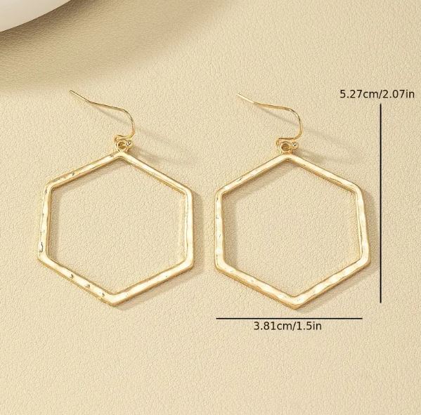 Geometric Dangle Earrings in Gold