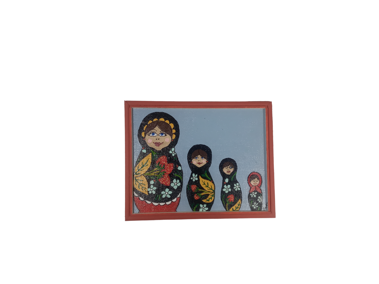 Nesting Dolls - Small Original Painting in Red Frame