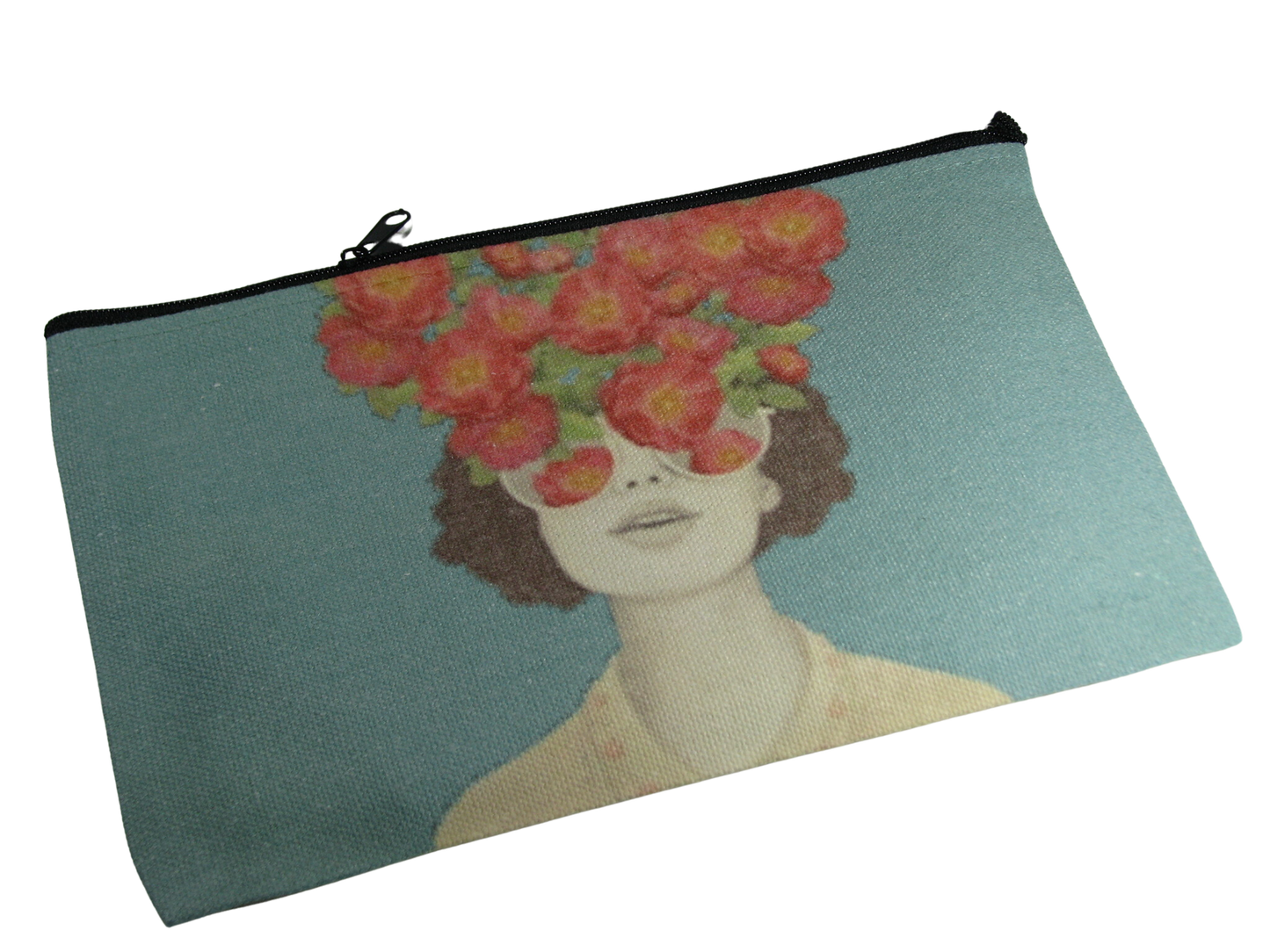 Woman with Flower Hair Small Canvas Bag