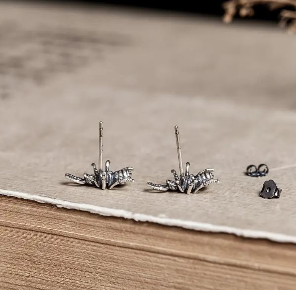 Silver Ant Insect Post Earrings